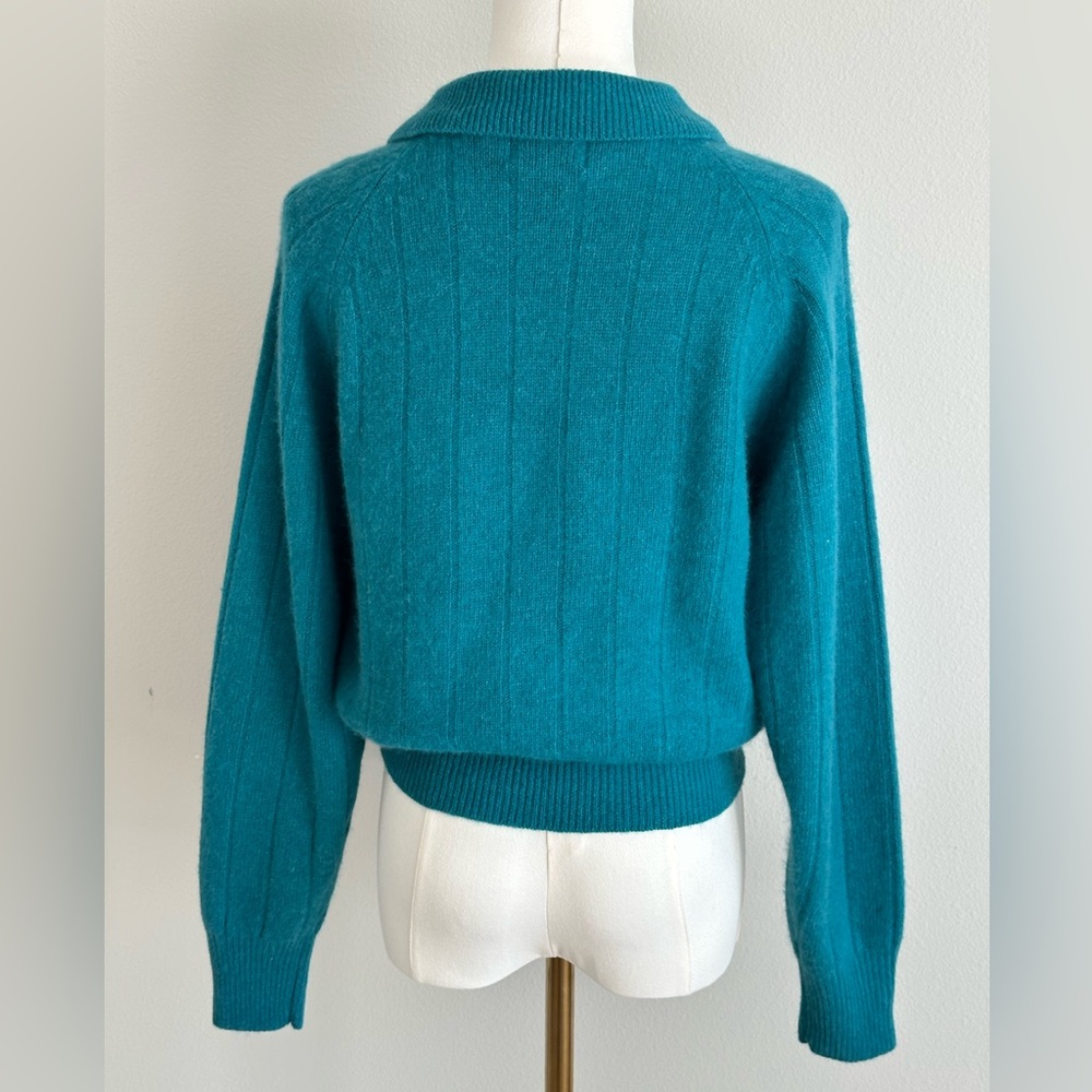 Crystal Sportswear Lambswool/Angora Blend Turquoise Vintage Sweater-M - Picture 7 of 16